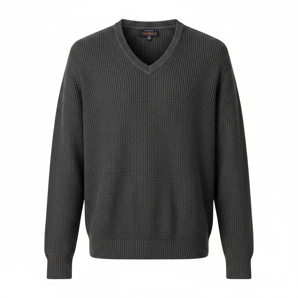 Elegant Charcoal V-Neck Sweater for Men